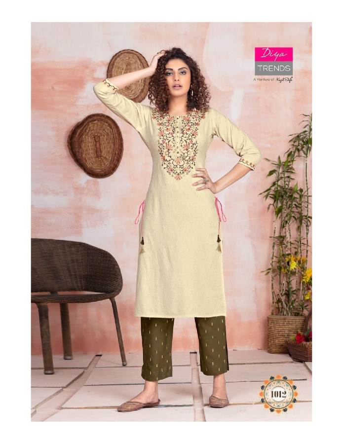 Diya Trends Presents Fashion Angle 1 Collection Of Rayon Printed Kurtis With Bottom