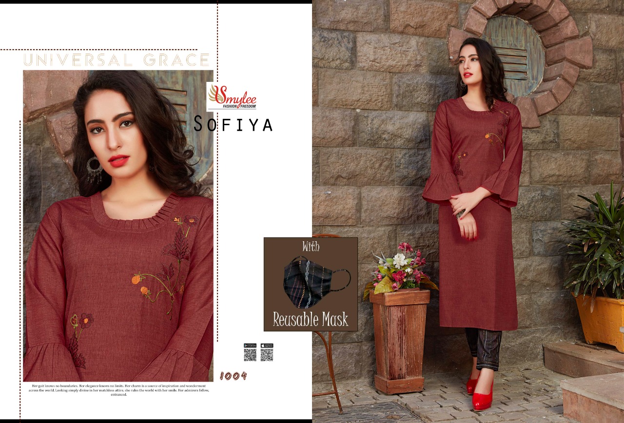Fc Smylee Presents Sofiya Collection Of Designer Embroidered Rayon Kurti With Pant