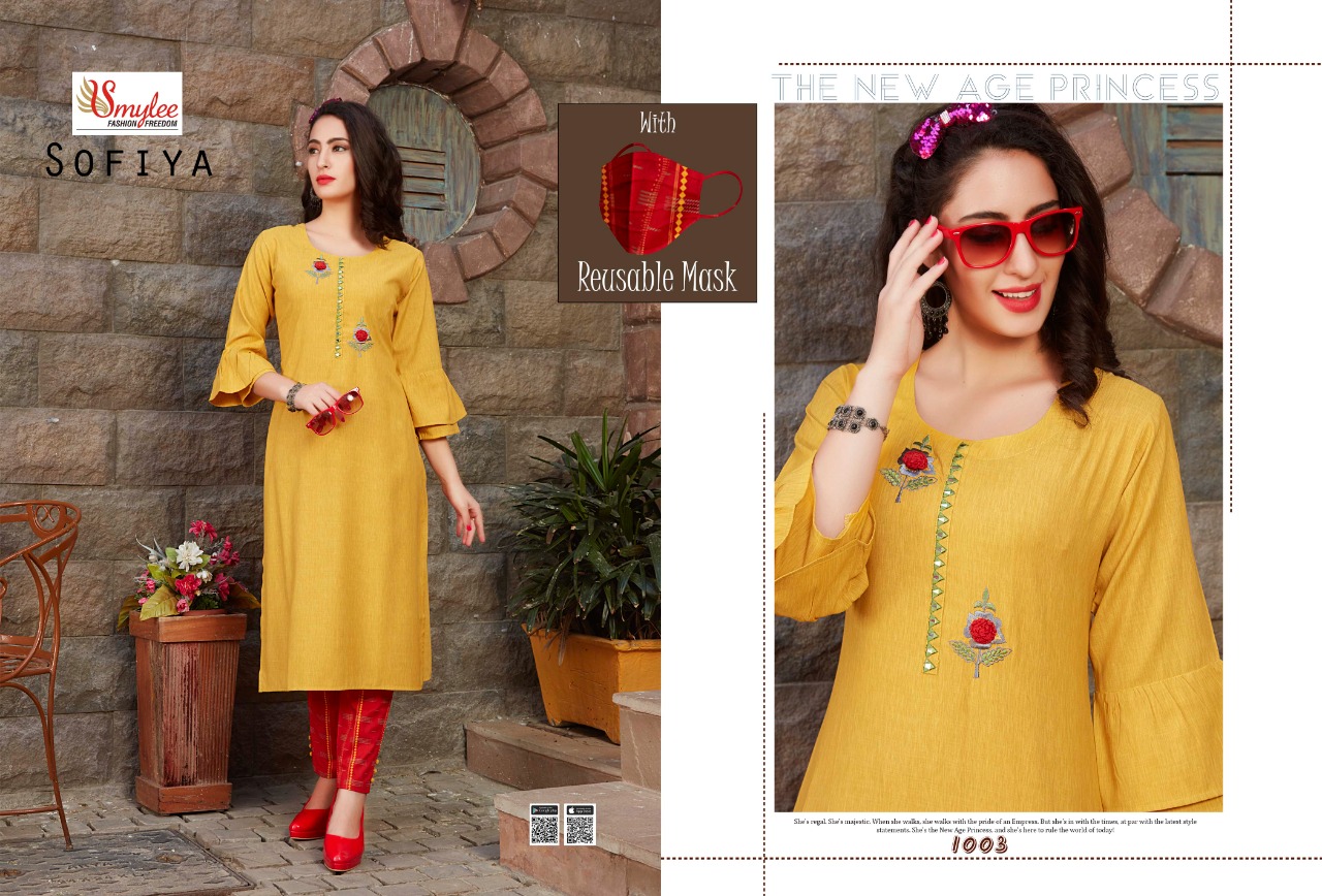 Fc Smylee Presents Sofiya Collection Of Designer Embroidered Rayon Kurti With Pant
