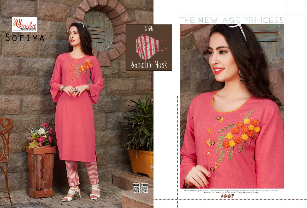 Fc Smylee Presents Sofiya Collection Of Designer Embroidered Rayon Kurti With Pant