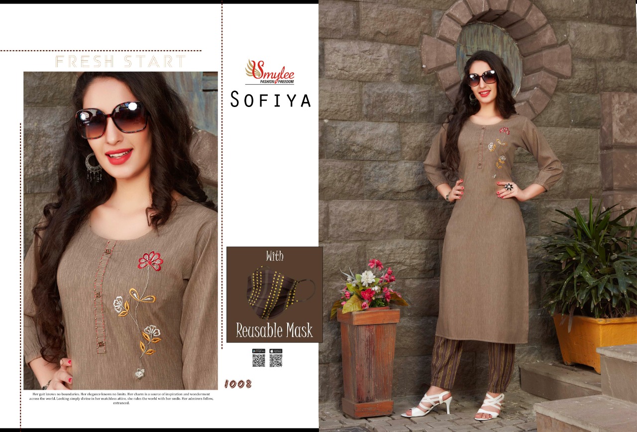 Fc Smylee Presents Sofiya Collection Of Designer Embroidered Rayon Kurti With Pant
