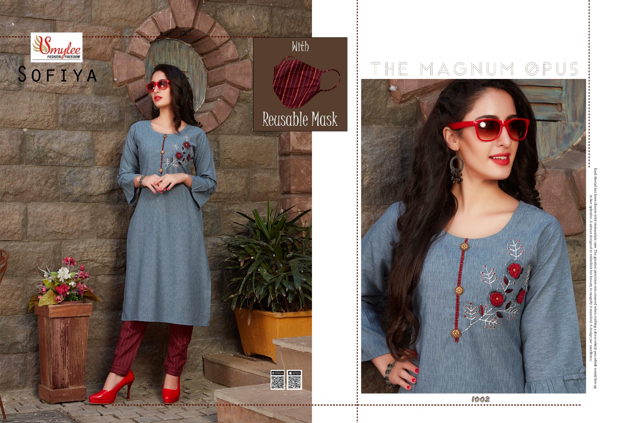 Fc Smylee Presents Sofiya Collection Of Designer Embroidered Rayon Kurti With Pant