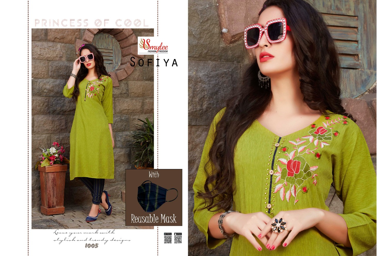 Fc Smylee Presents Sofiya Collection Of Designer Embroidered Rayon Kurti With Pant
