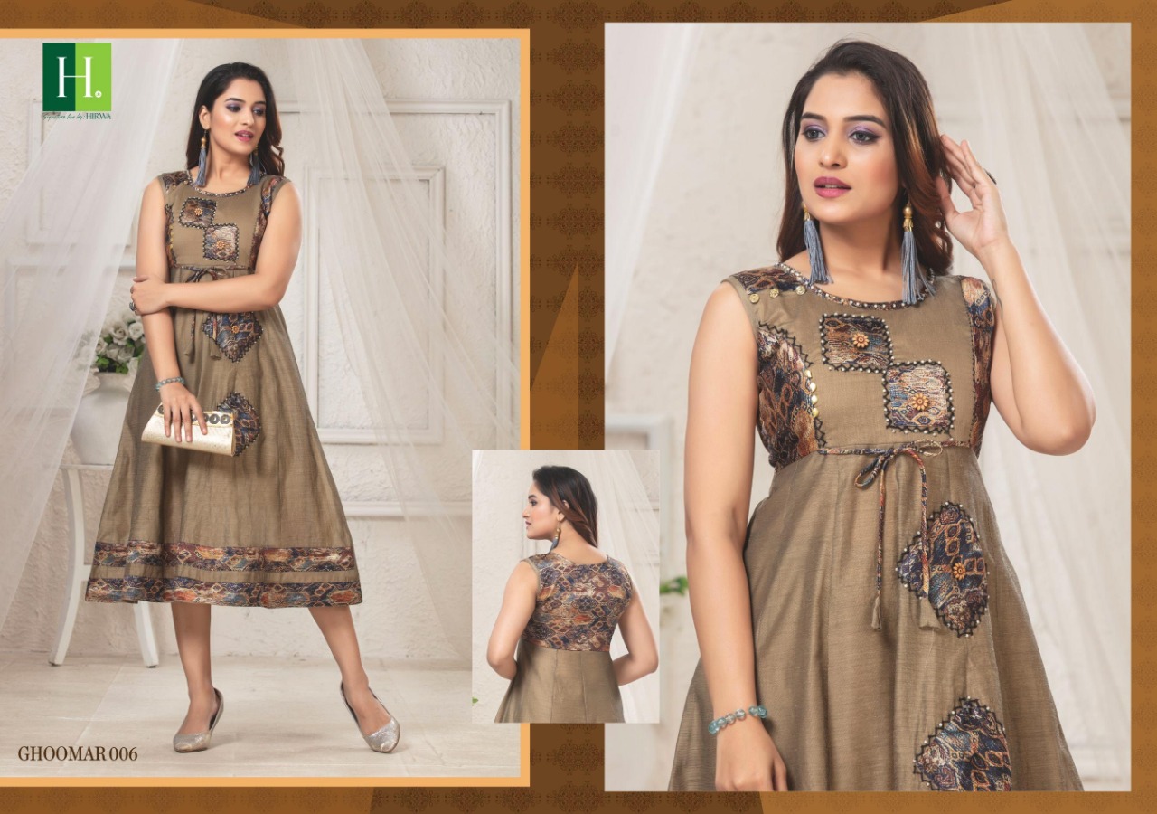 Hirwa Presents Ghoomar Collection Of Silk Designer Round Kurtis