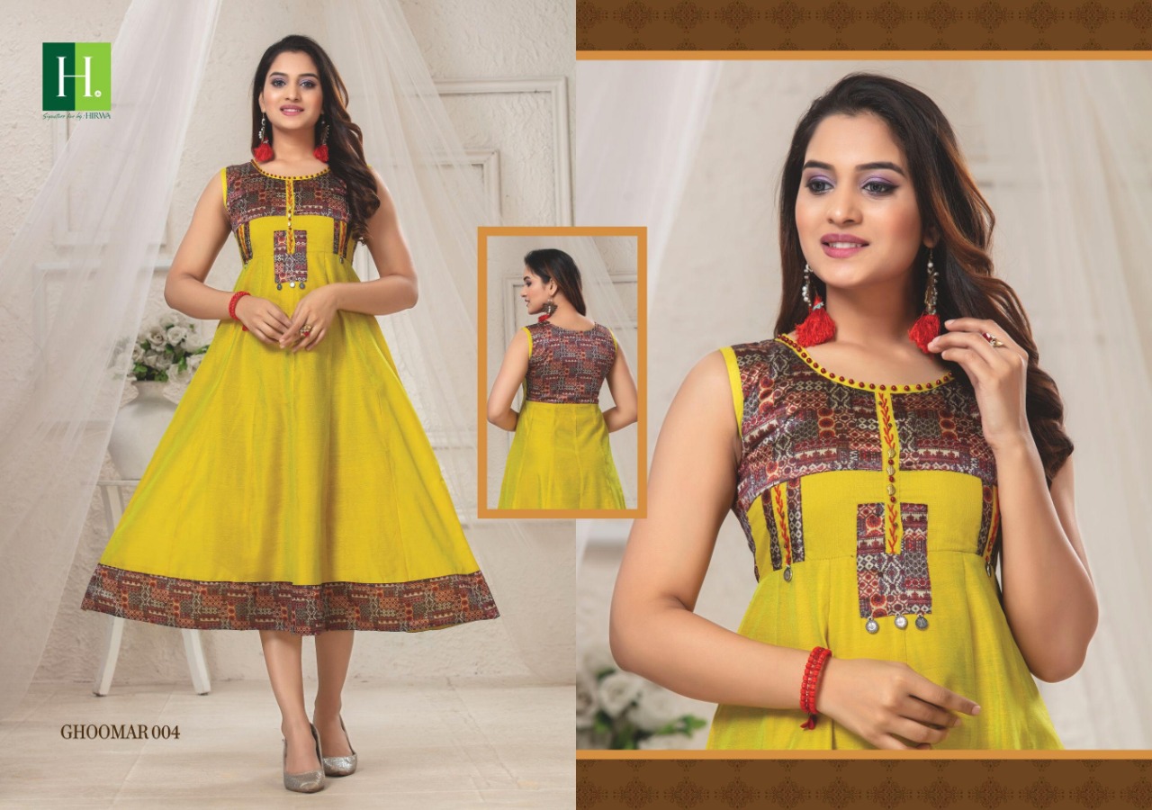 Hirwa Presents Ghoomar Collection Of Silk Designer Round Kurtis