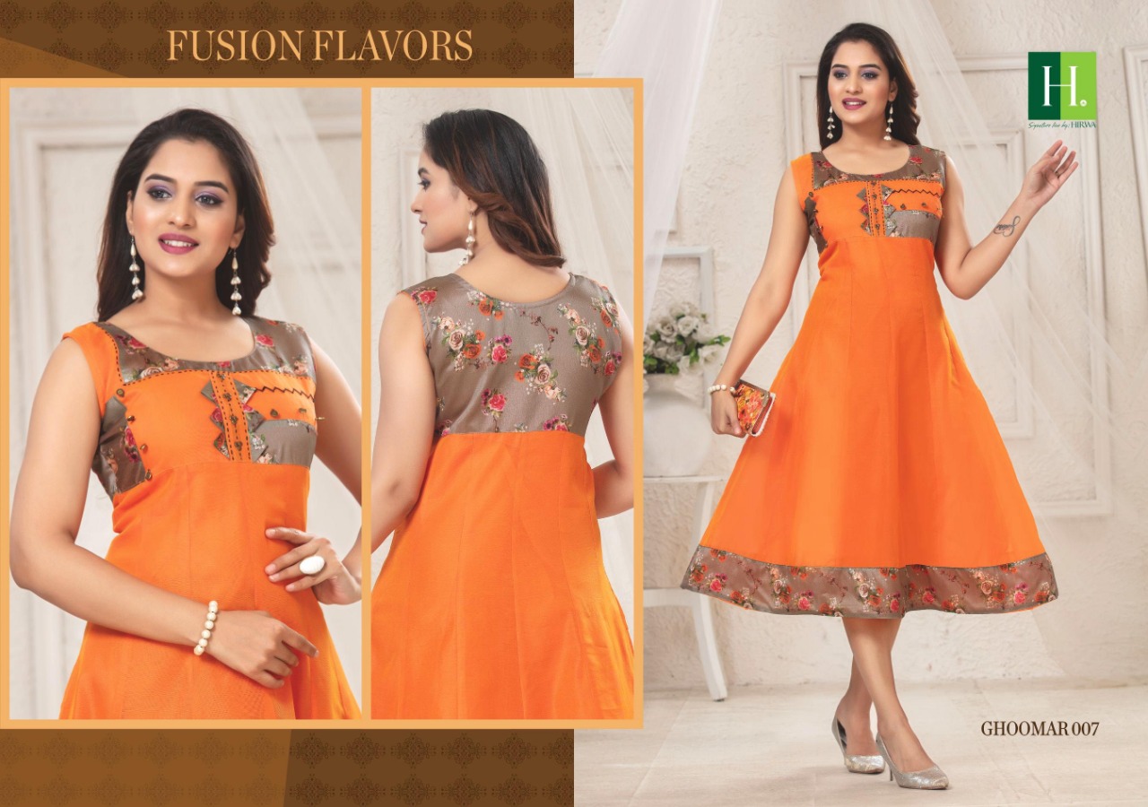 Hirwa Presents Ghoomar Collection Of Silk Designer Round Kurtis