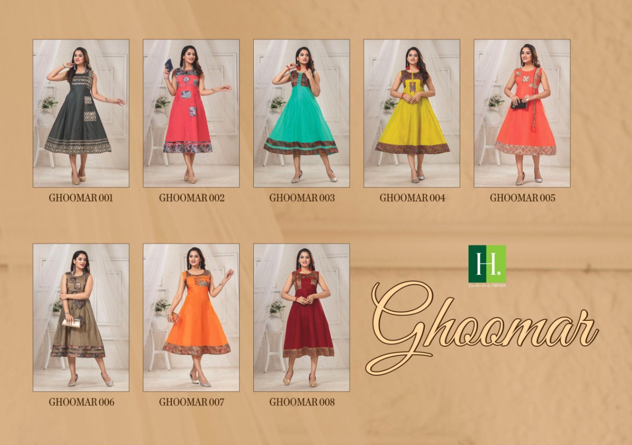 Hirwa Presents Ghoomar Collection Of Silk Designer Round Kurtis