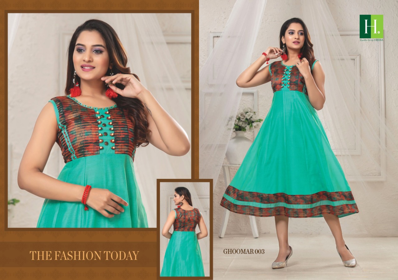 Hirwa Presents Ghoomar Collection Of Silk Designer Round Kurtis