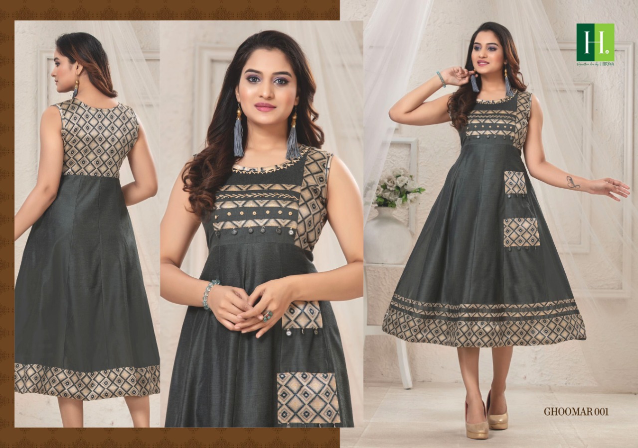 Hirwa Presents Ghoomar Collection Of Silk Designer Round Kurtis