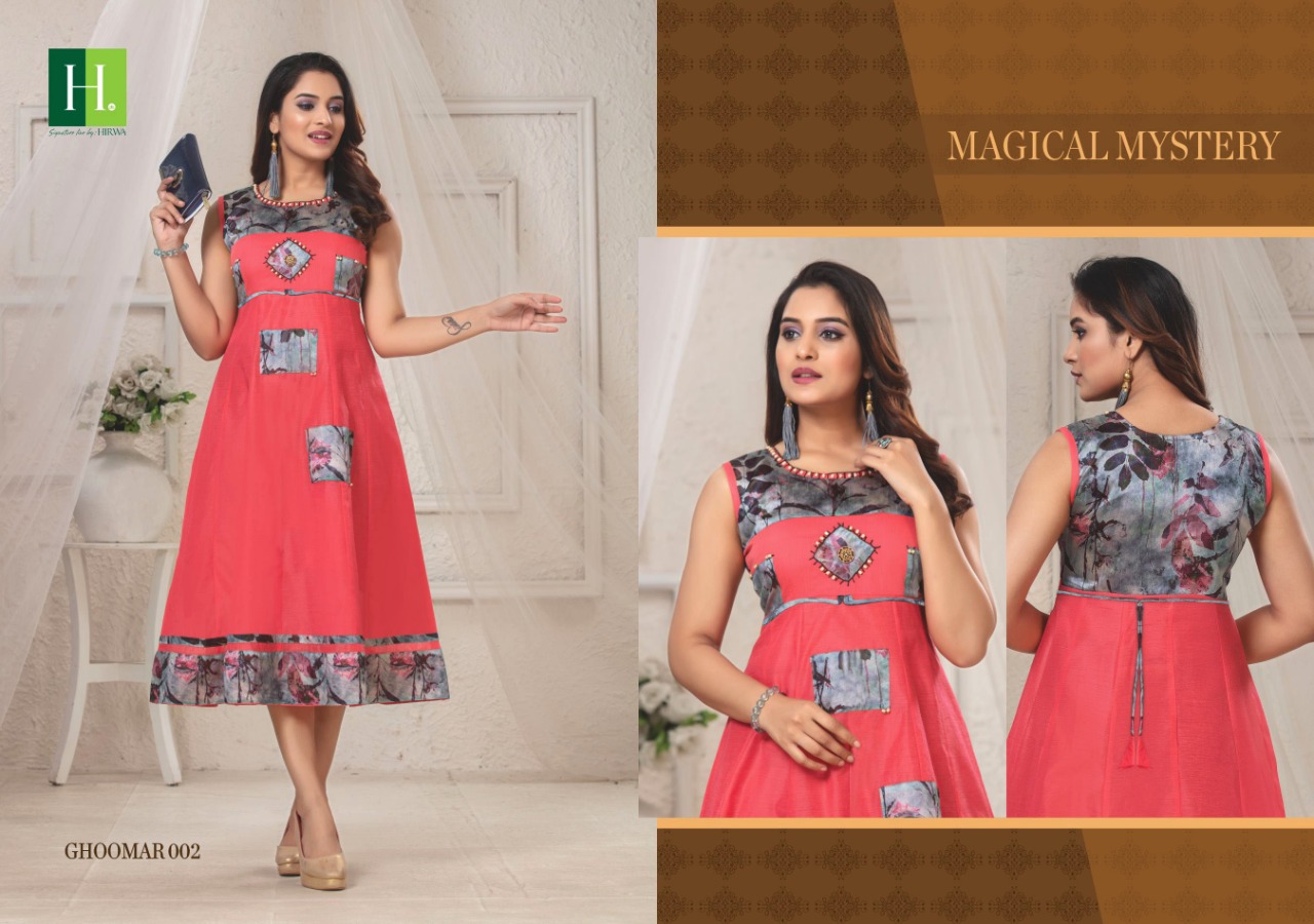 Hirwa Presents Ghoomar Collection Of Silk Designer Round Kurtis