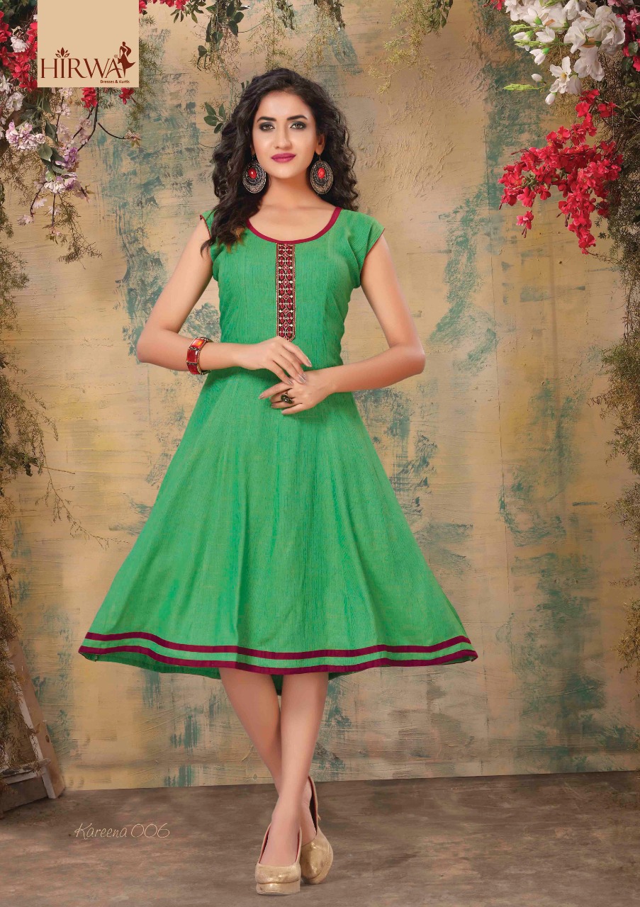 Hirwa Presents Kareena Collection Of Heavy Rayon Round Casual Short Kurtis