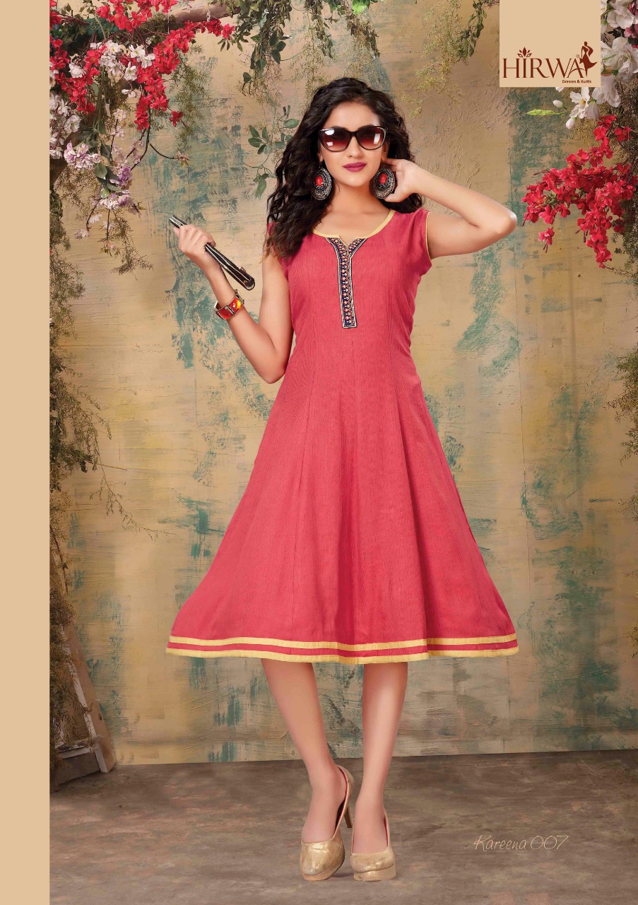 Hirwa Presents Kareena Collection Of Heavy Rayon Round Casual Short Kurtis