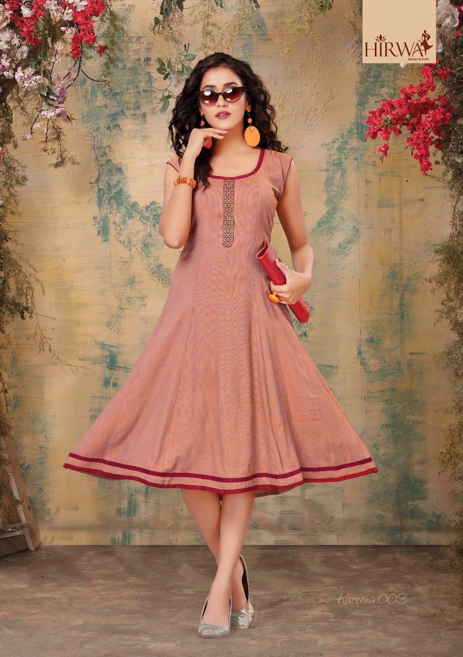 Hirwa Presents Kareena Collection Of Heavy Rayon Round Casual Short Kurtis