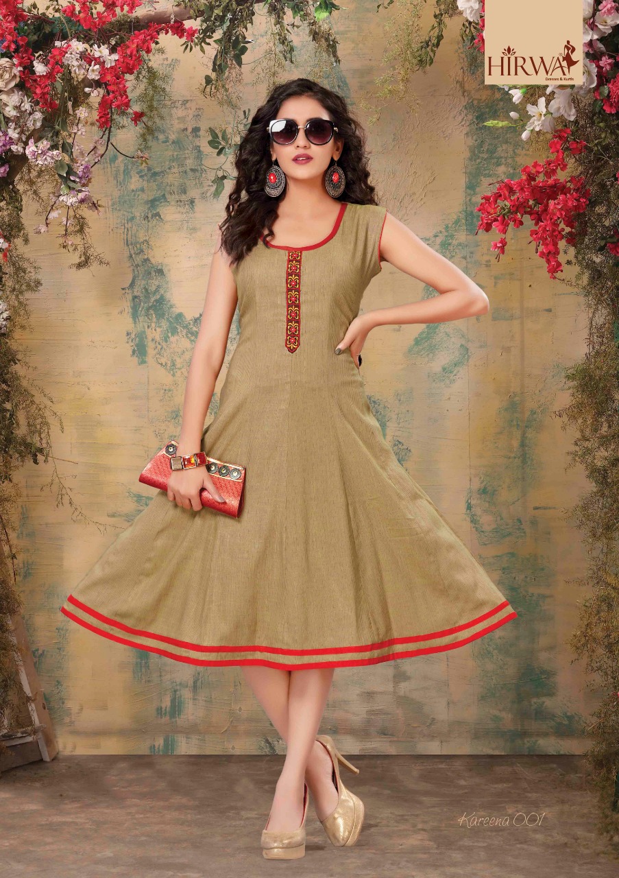 Hirwa Presents Kareena Collection Of Heavy Rayon Round Casual Short Kurtis