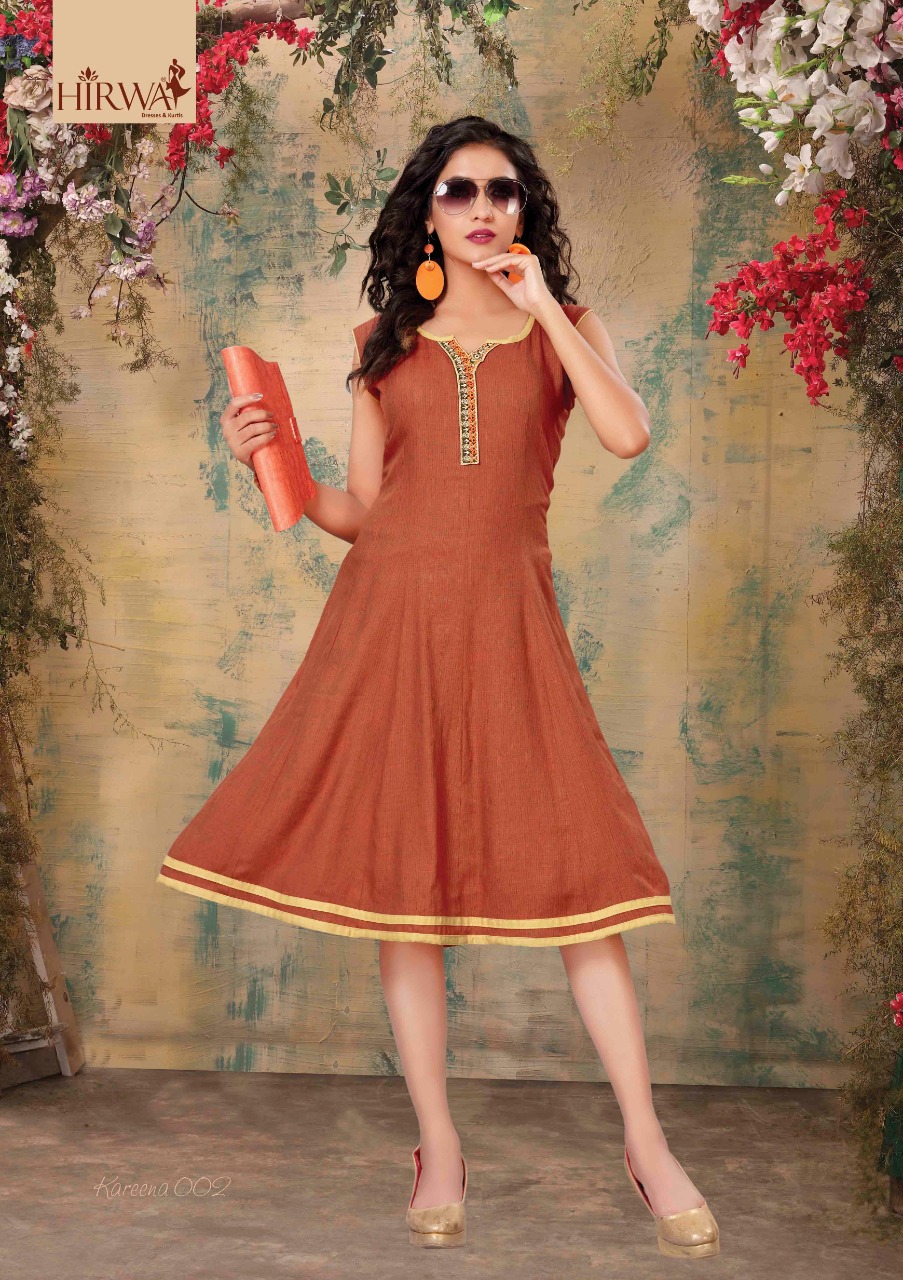 Hirwa Presents Kareena Collection Of Heavy Rayon Round Casual Short Kurtis