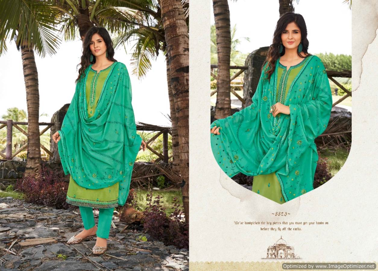 Kessi Presents Taj 2 Jam Silk Embroidered Dress Materials