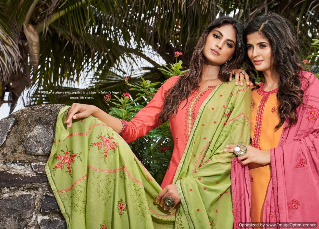 Kessi Presents Taj 2 Jam Silk Embroidered Dress Materials