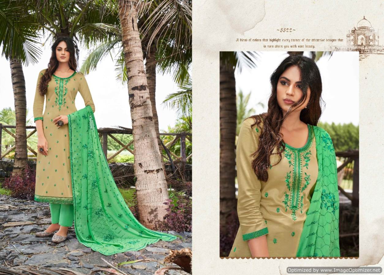 Kessi Presents Taj 2 Jam Silk Embroidered Dress Materials