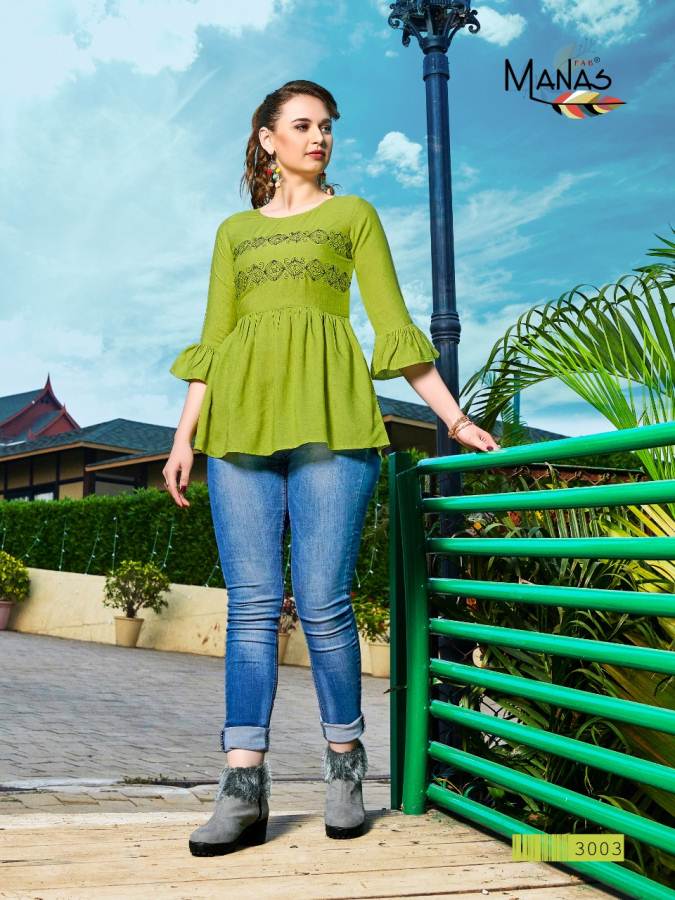 Manas Presents Rim Zim Collection Of Rayon Embroidered Top