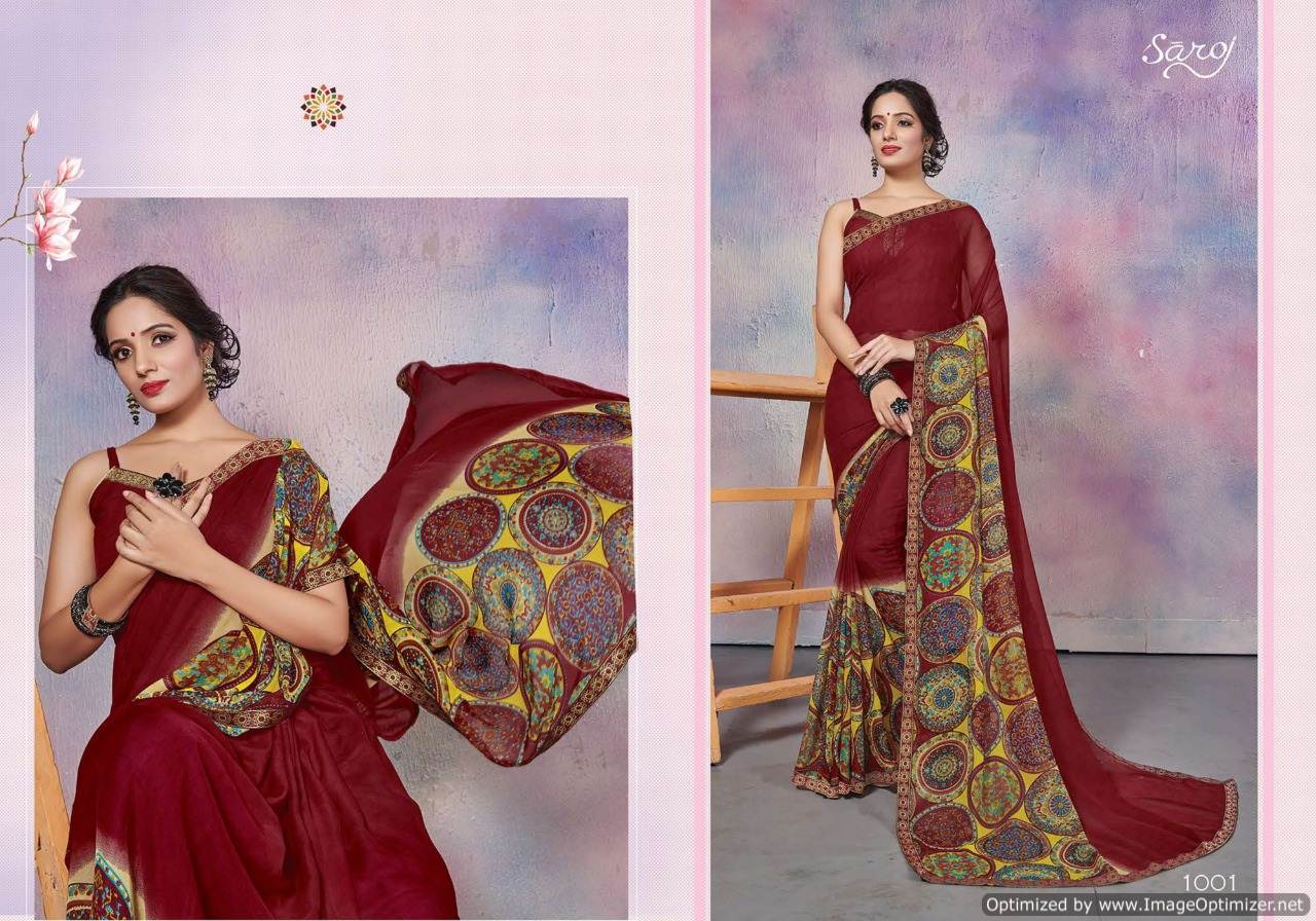 Saroj Emlli 3 Digital Printed Weightless Georgette Casual Sarees