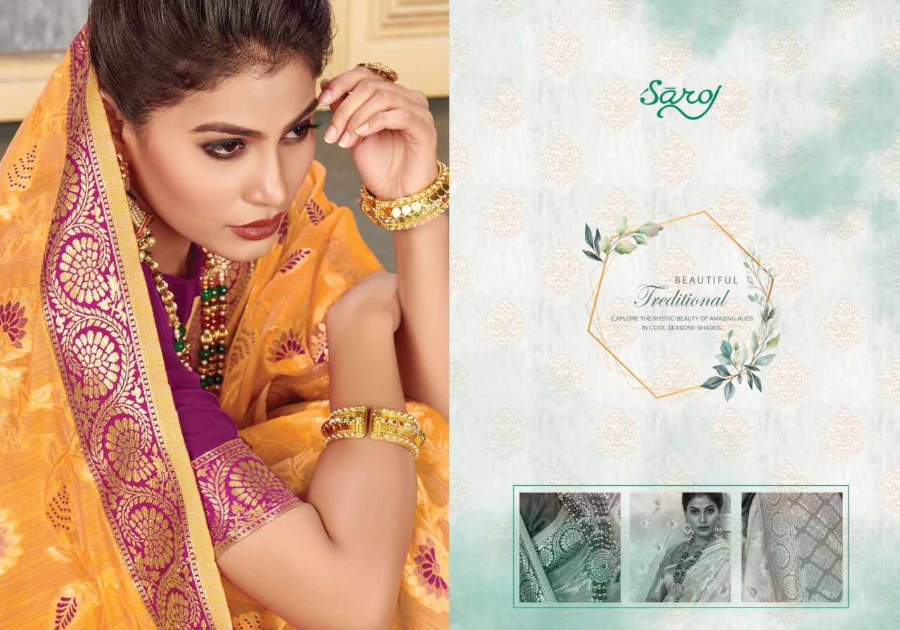 Saroj Presents Bindiya Collection Of Cotton Silk Jacquard Festive Sarees