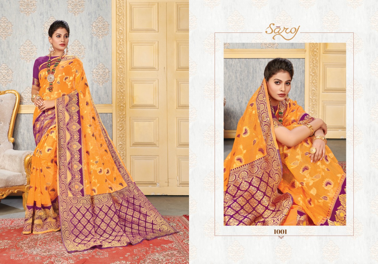 Saroj Presents Bindiya Collection Of Cotton Silk Jacquard Festive Sarees