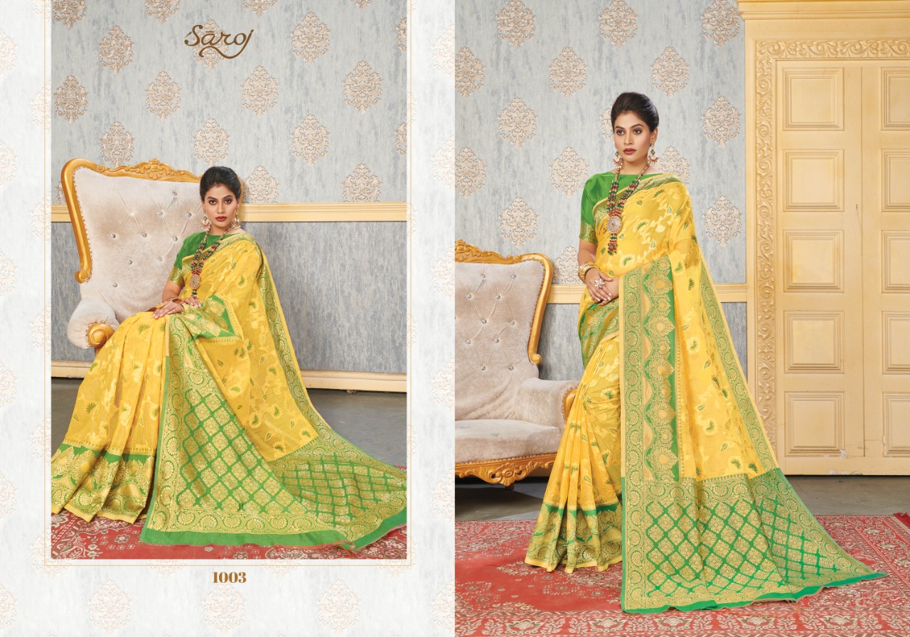 Saroj Presents Bindiya Collection Of Cotton Silk Jacquard Festive Sarees