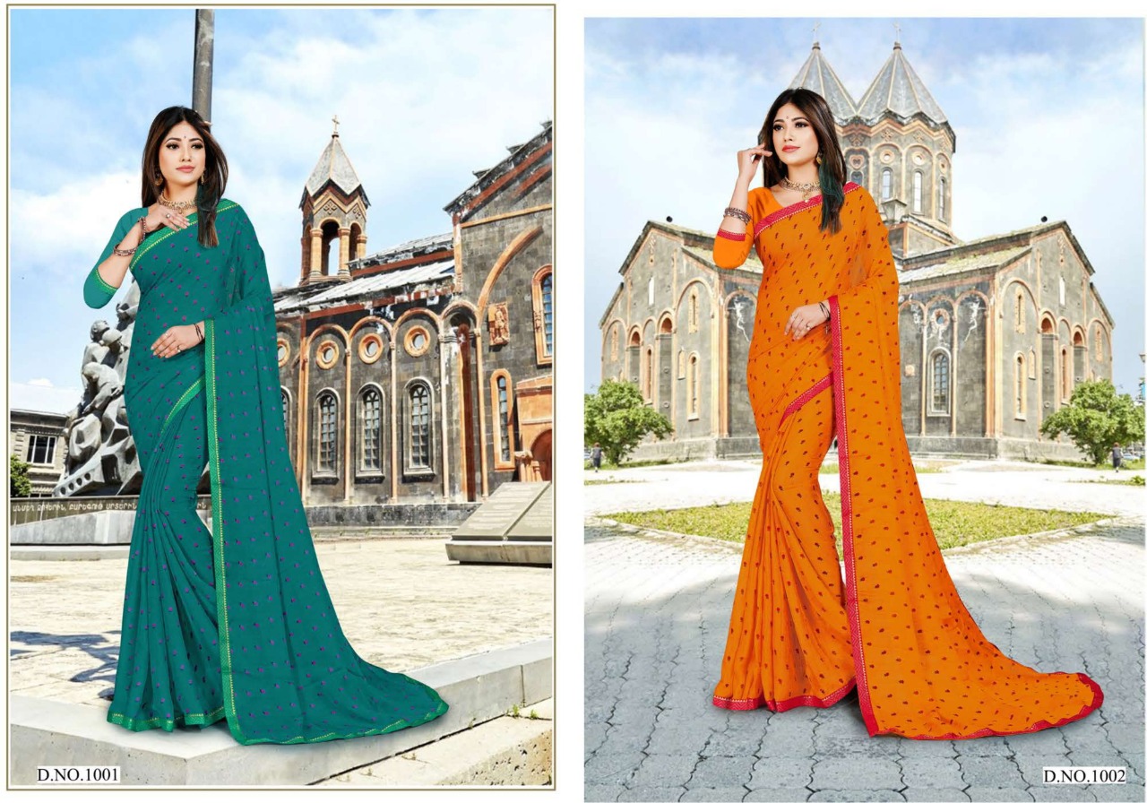 Saroj Presents Chhavi Collection Of Chiffon Georgette Casual Sarees