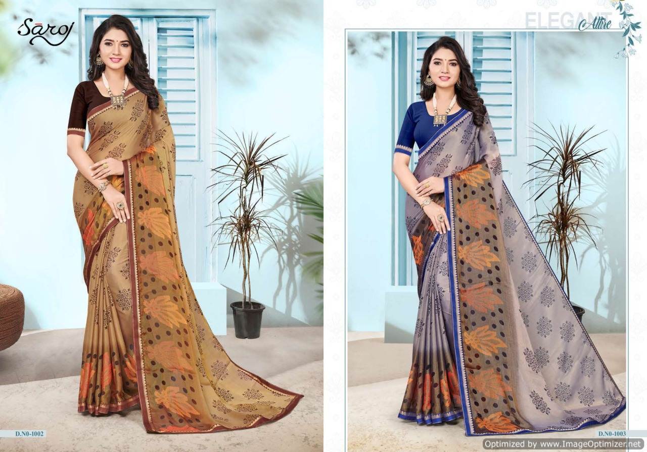 Saroj Presents Priyanshi 6 Printed Khushi Brasso Royal Designer Sarees