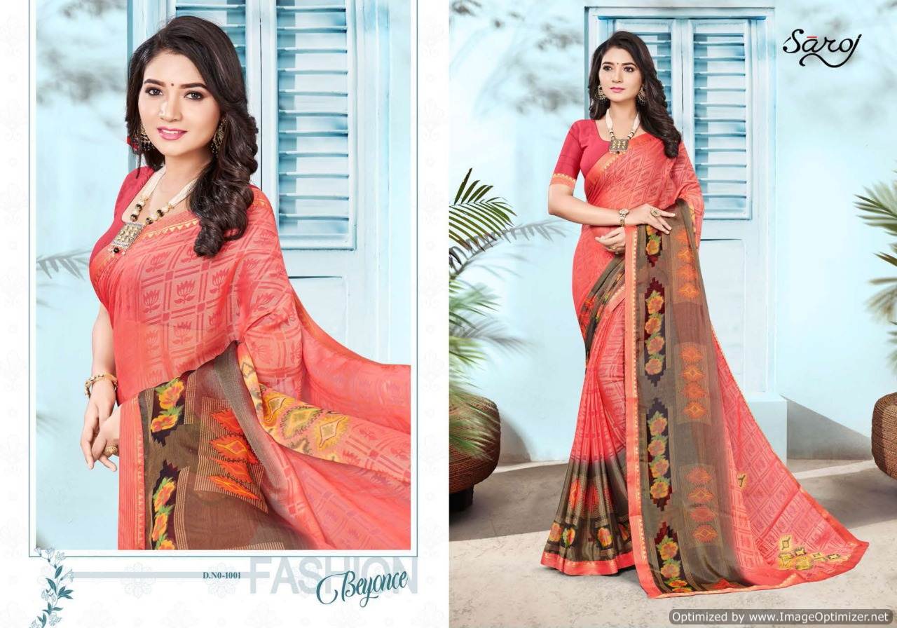 Saroj Presents Priyanshi 6 Printed Khushi Brasso Royal Designer Sarees