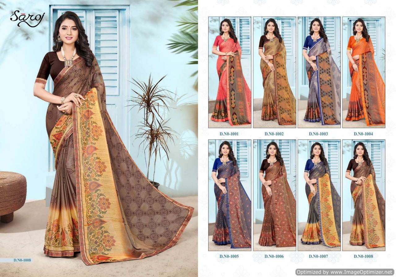 Saroj Presents Priyanshi 6 Printed Khushi Brasso Royal Designer Sarees