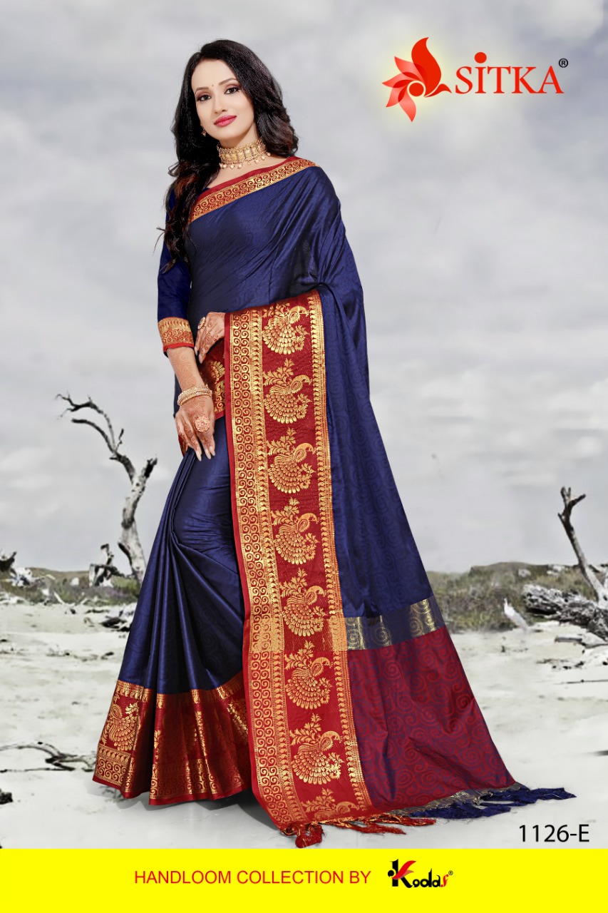 Sitka Presents Torian Silk 1126 Peacock Design Cotton Silk Sarees