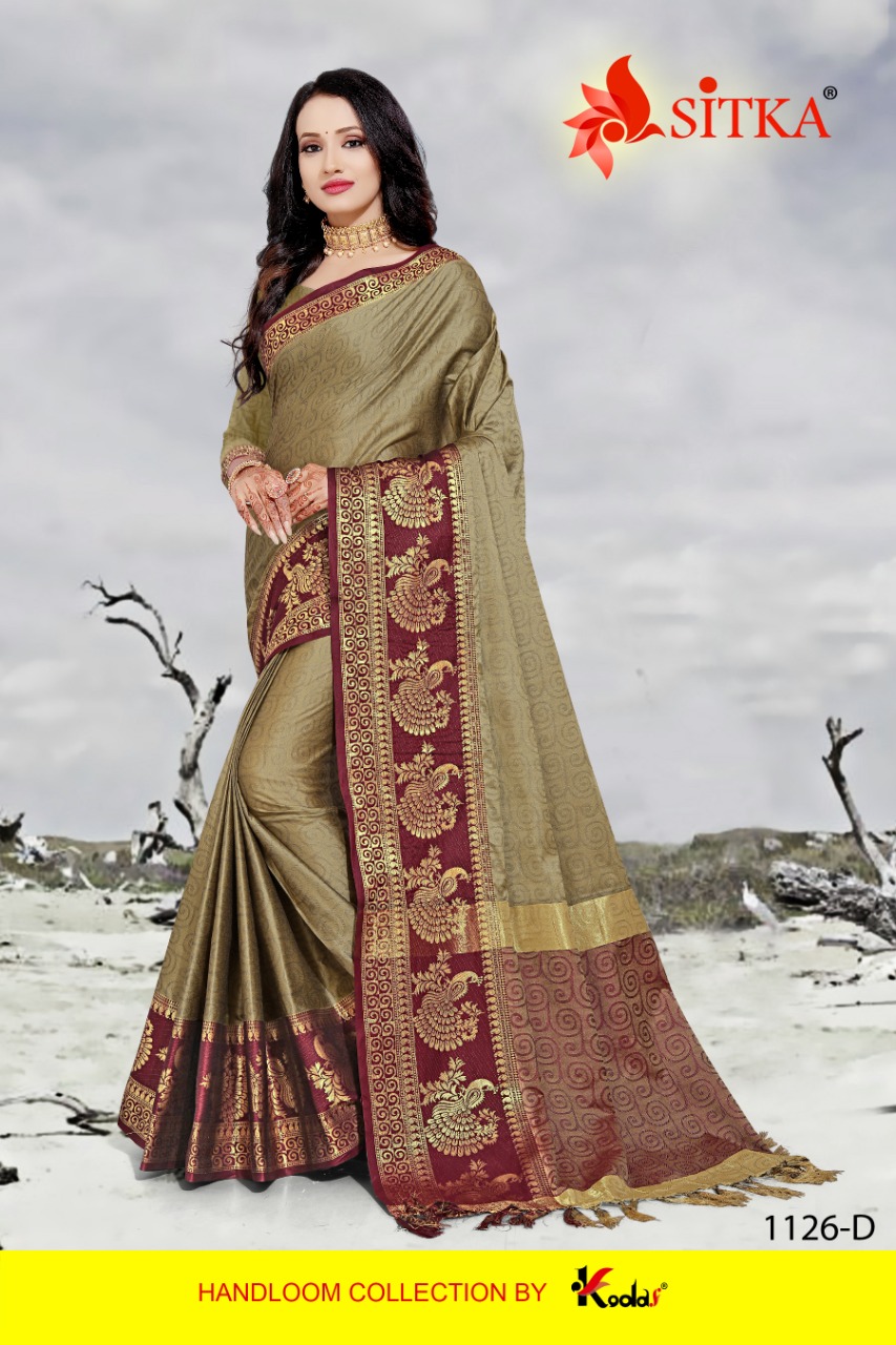 Sitka Presents Torian Silk 1126 Peacock Design Cotton Silk Sarees