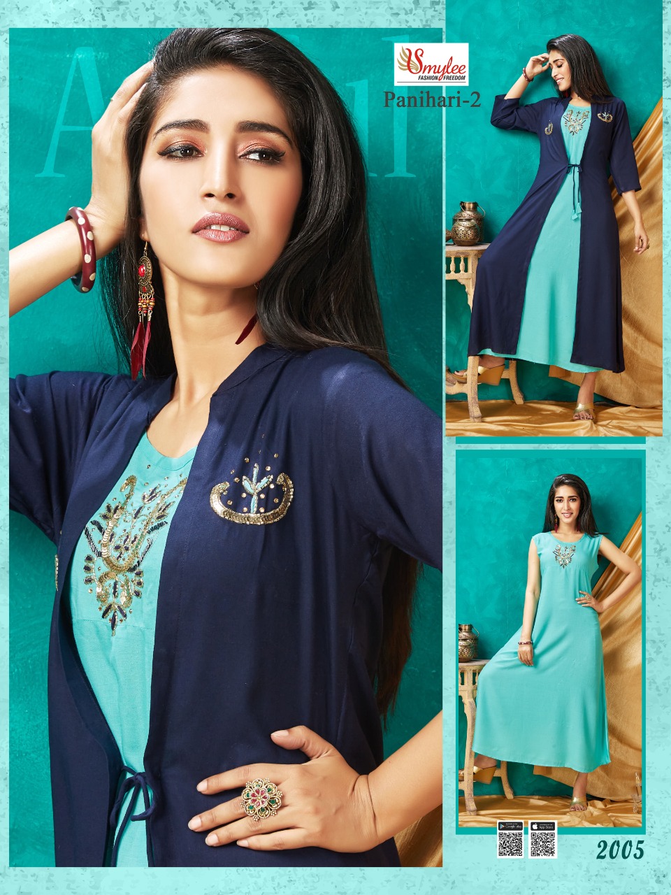 Smylee Presents Panihari Vol 2 Collection Of Slub Rayon 2pcs Handwork Kurtis