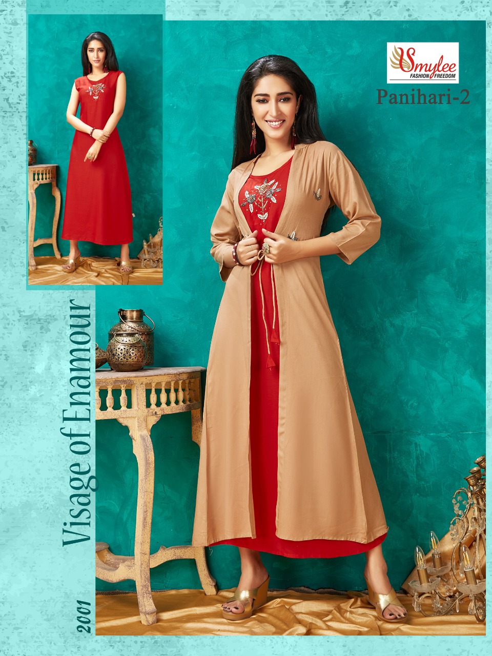 Smylee Presents Panihari Vol 2 Collection Of Slub Rayon 2pcs Handwork Kurtis