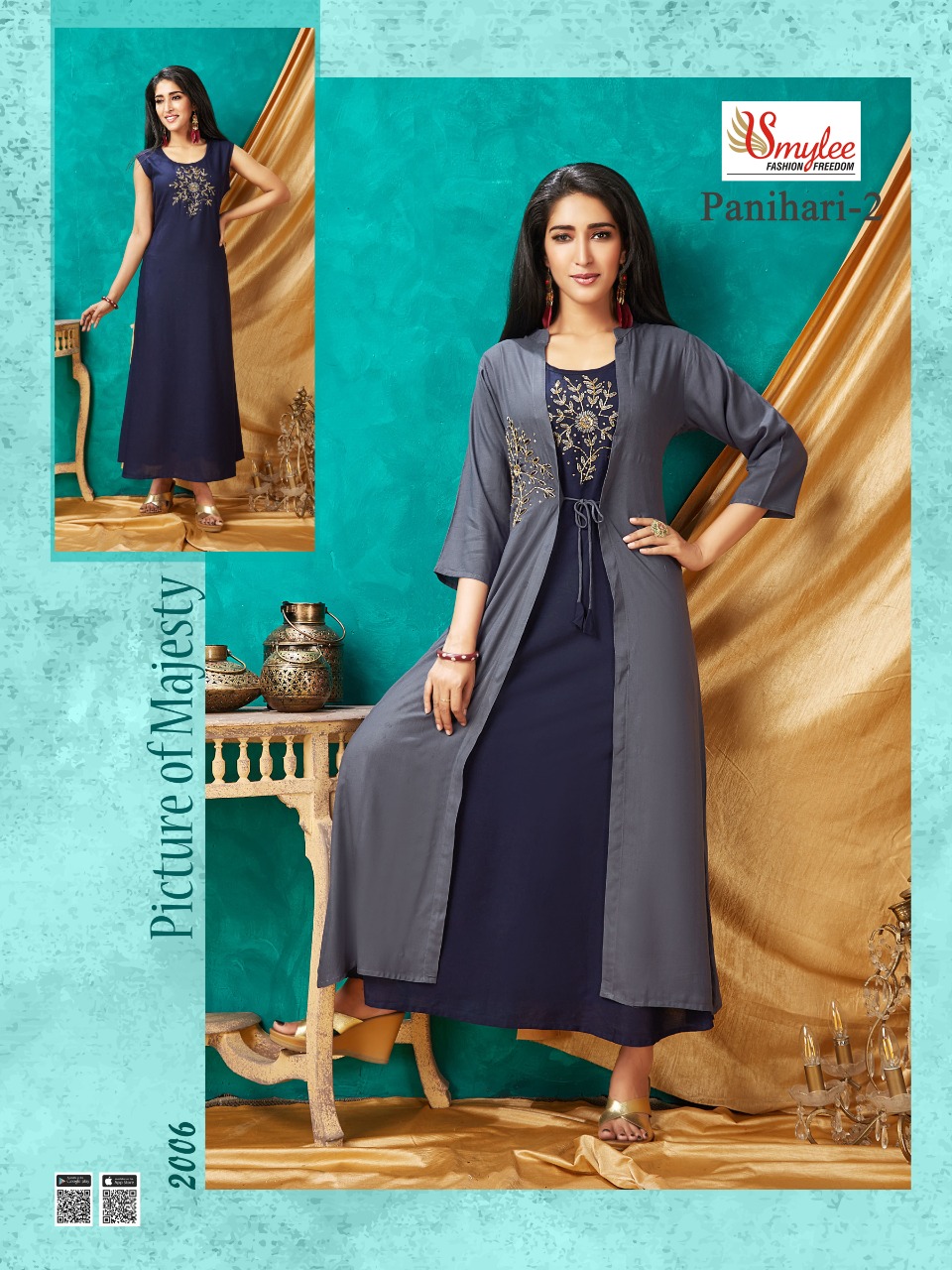 Smylee Presents Panihari Vol 2 Collection Of Slub Rayon 2pcs Handwork Kurtis