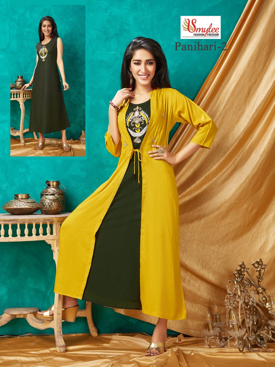Smylee Presents Panihari Vol 2 Collection Of Slub Rayon 2pcs Handwork Kurtis