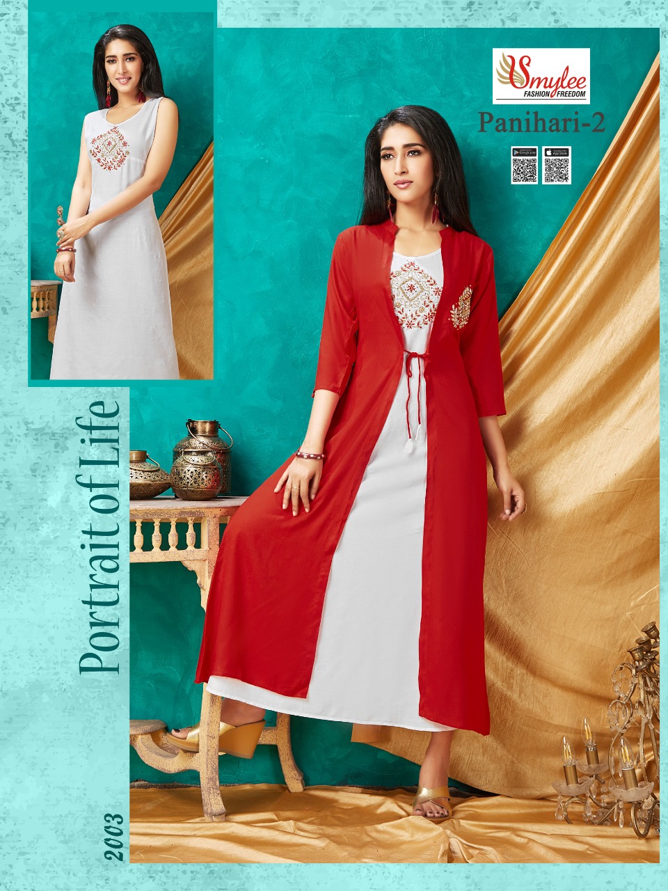 Smylee Presents Panihari Vol 2 Collection Of Slub Rayon 2pcs Handwork Kurtis