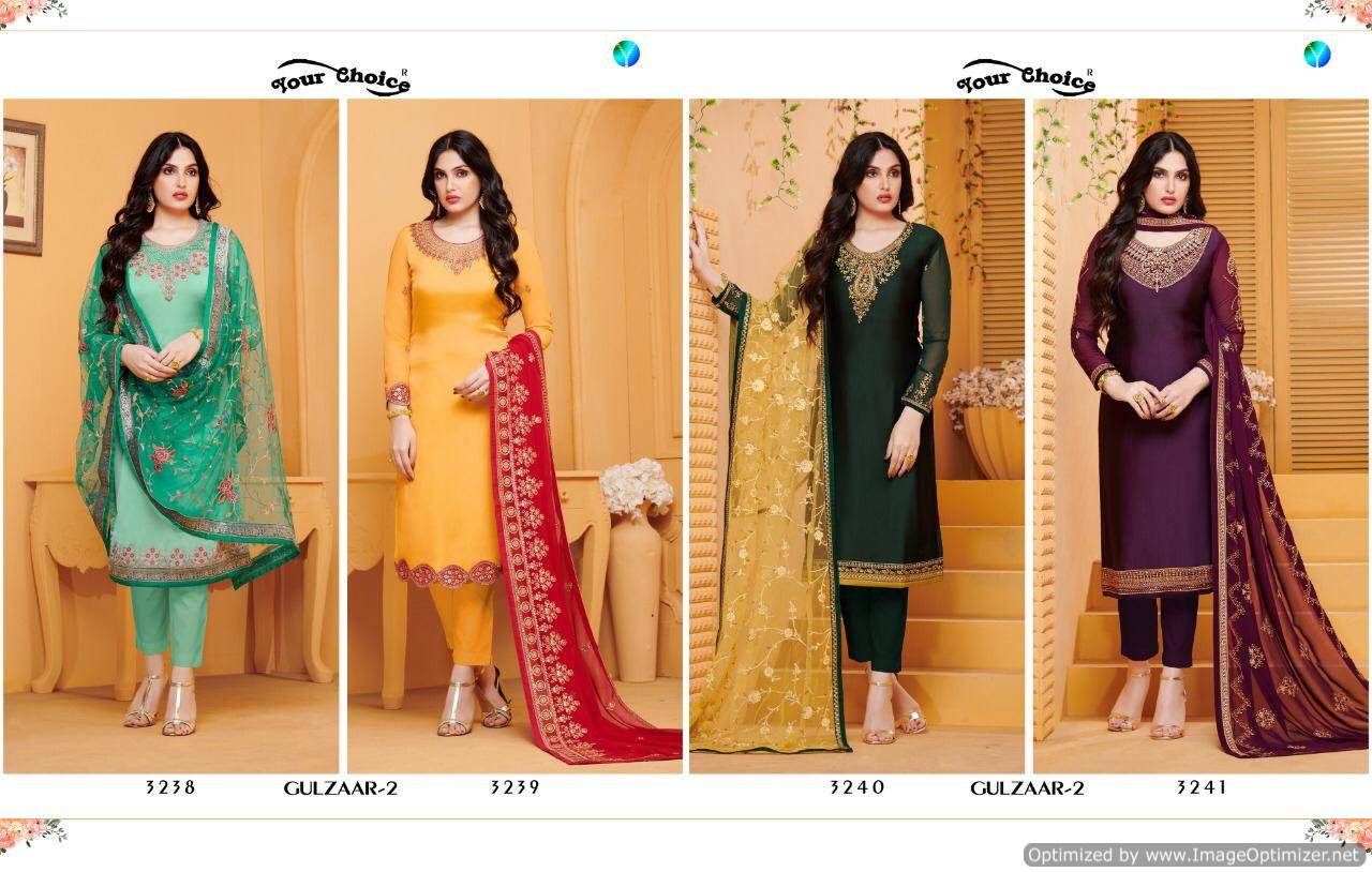 Yc Presents Gulzar 2 Collection Of Satin Georgette Designer Salwar Suit