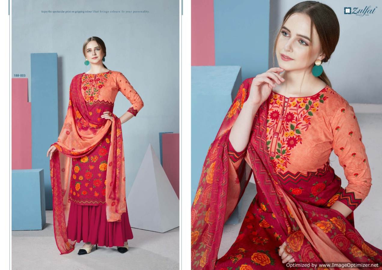 Zulfat Presents Florence Collection Of Pure Cotton Digital Printed Casual Wear Dress Materials