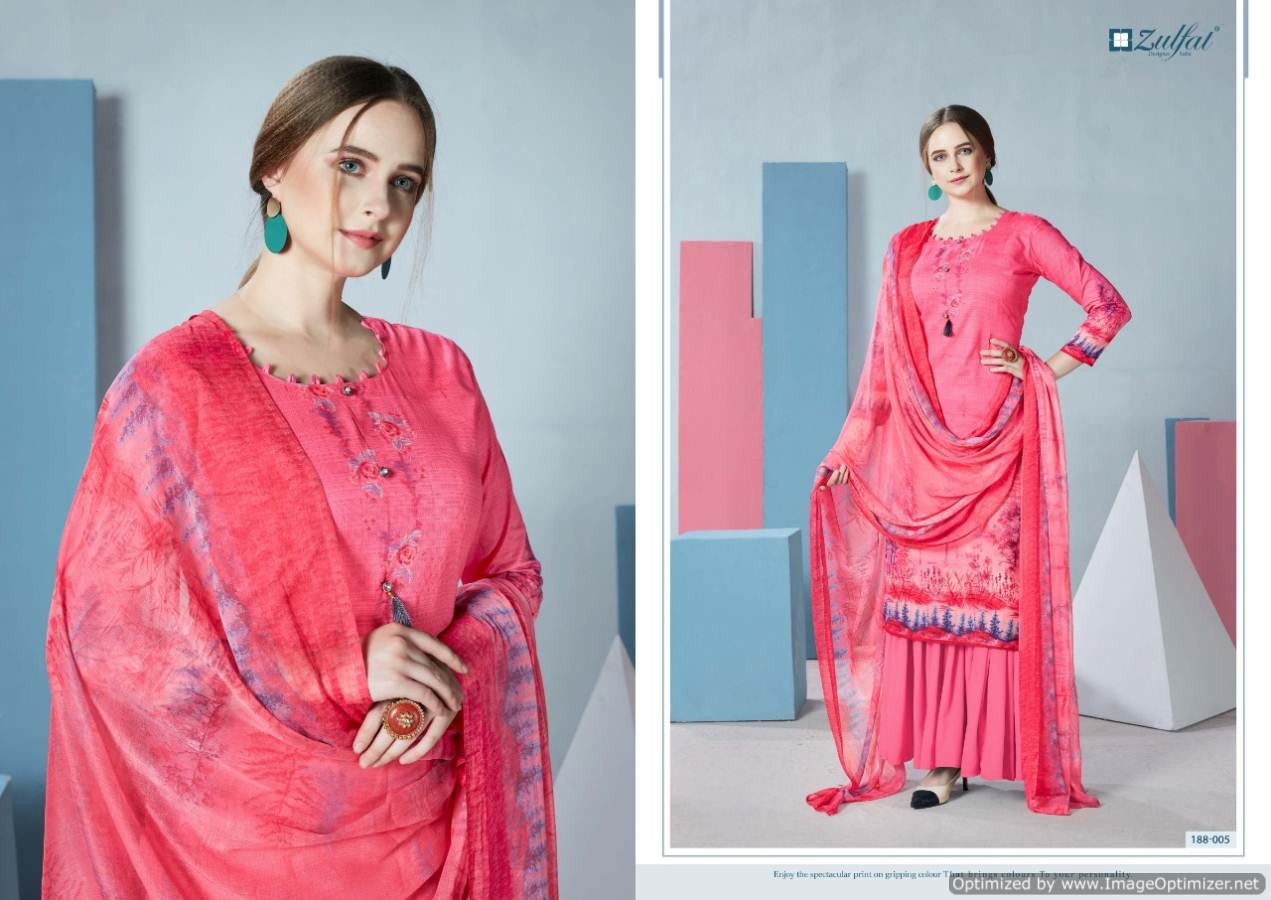 Zulfat Presents Florence Collection Of Pure Cotton Digital Printed Casual Wear Dress Materials
