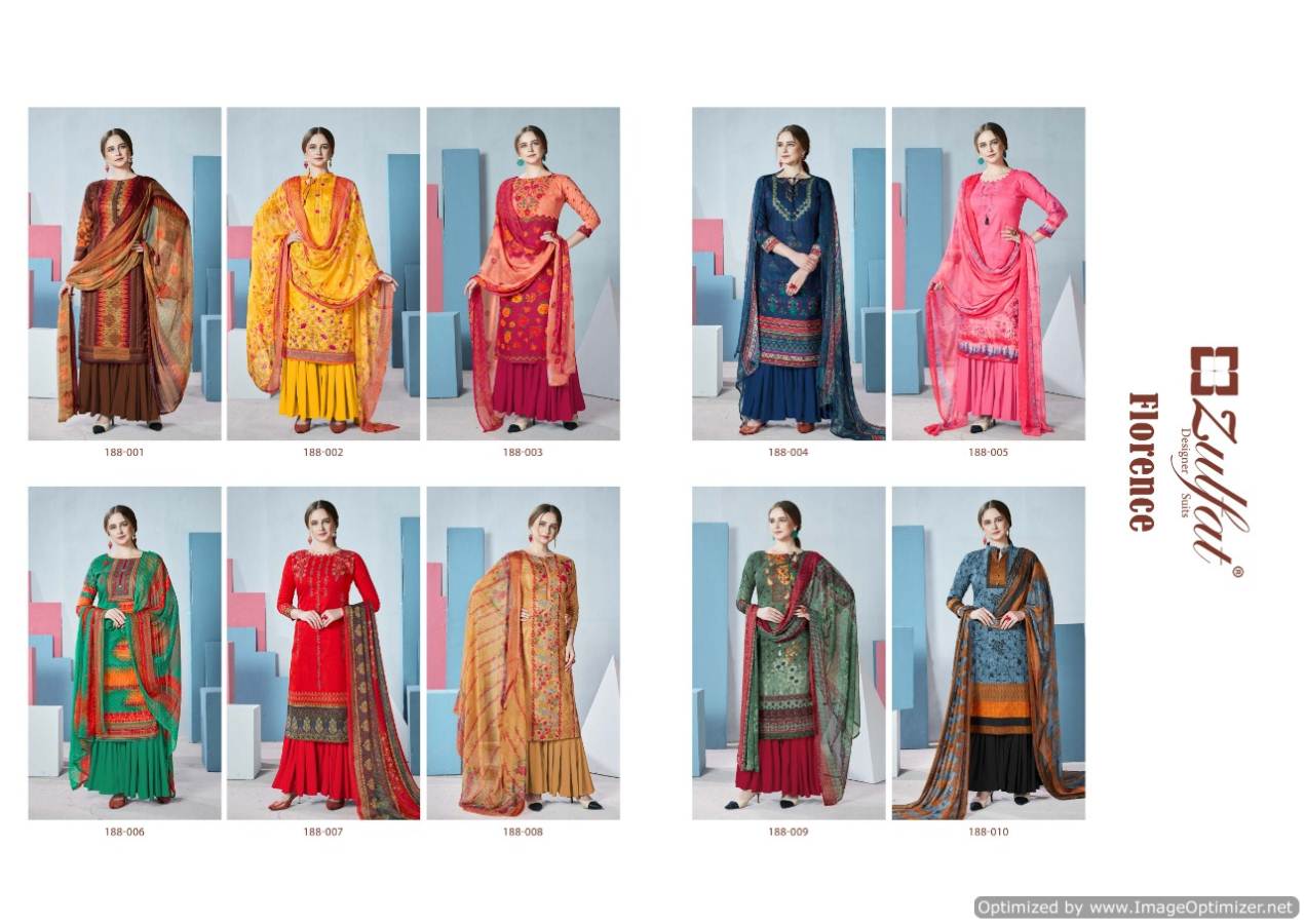 Zulfat Presents Florence Collection Of Pure Cotton Digital Printed Casual Wear Dress Materials