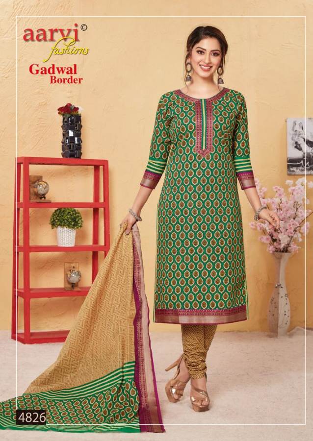 Aarvi Presents Gadwal Border 6 Collection Of Cambric Cotton Classy Printed Dress Materials