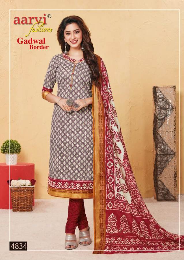 Aarvi Presents Gadwal Border 6 Collection Of Cambric Cotton Classy Printed Dress Materials