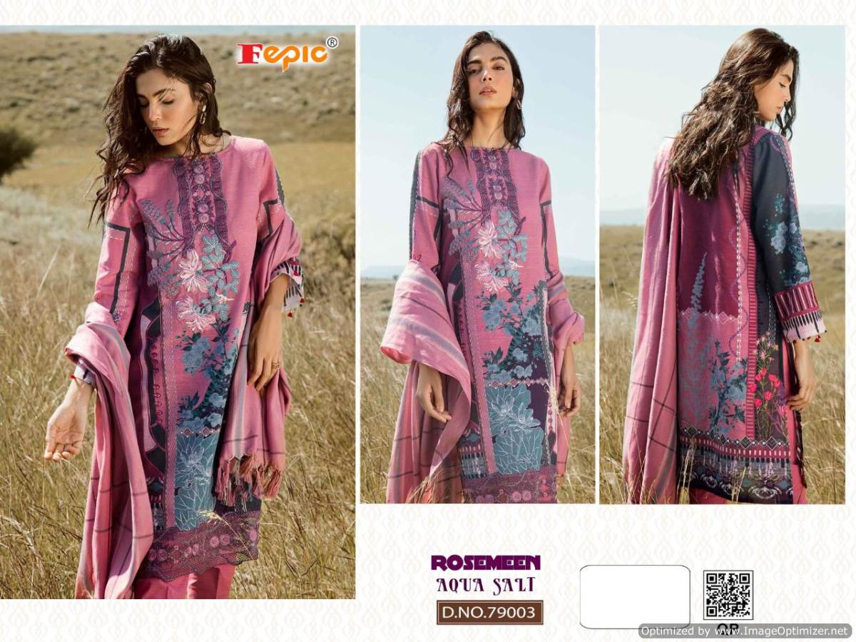 Fepic Presents Rosemeen Aqua Salt Collection Of Pure Cambric Cotton Pakistani Suits