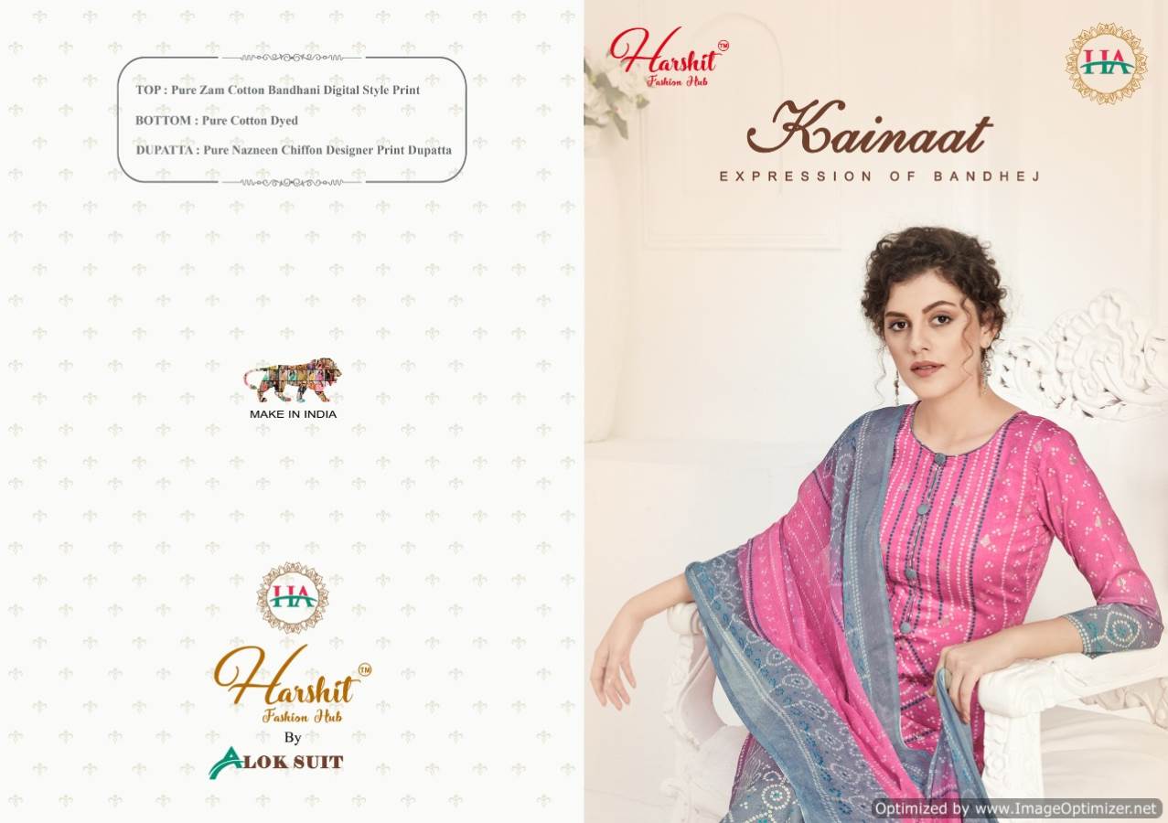 Harshit Presents Kainaat Collection Of Jam Cotton Bandhni Digital Printed Dress Materials