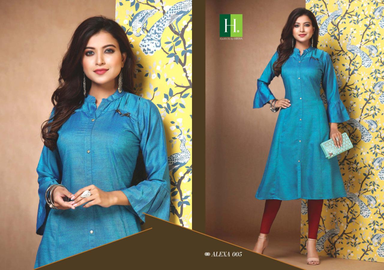 Hirwa Presents Alexa 2 Collection Of Raw Silk Front Button Slit Mandarin Collar Kurtis
