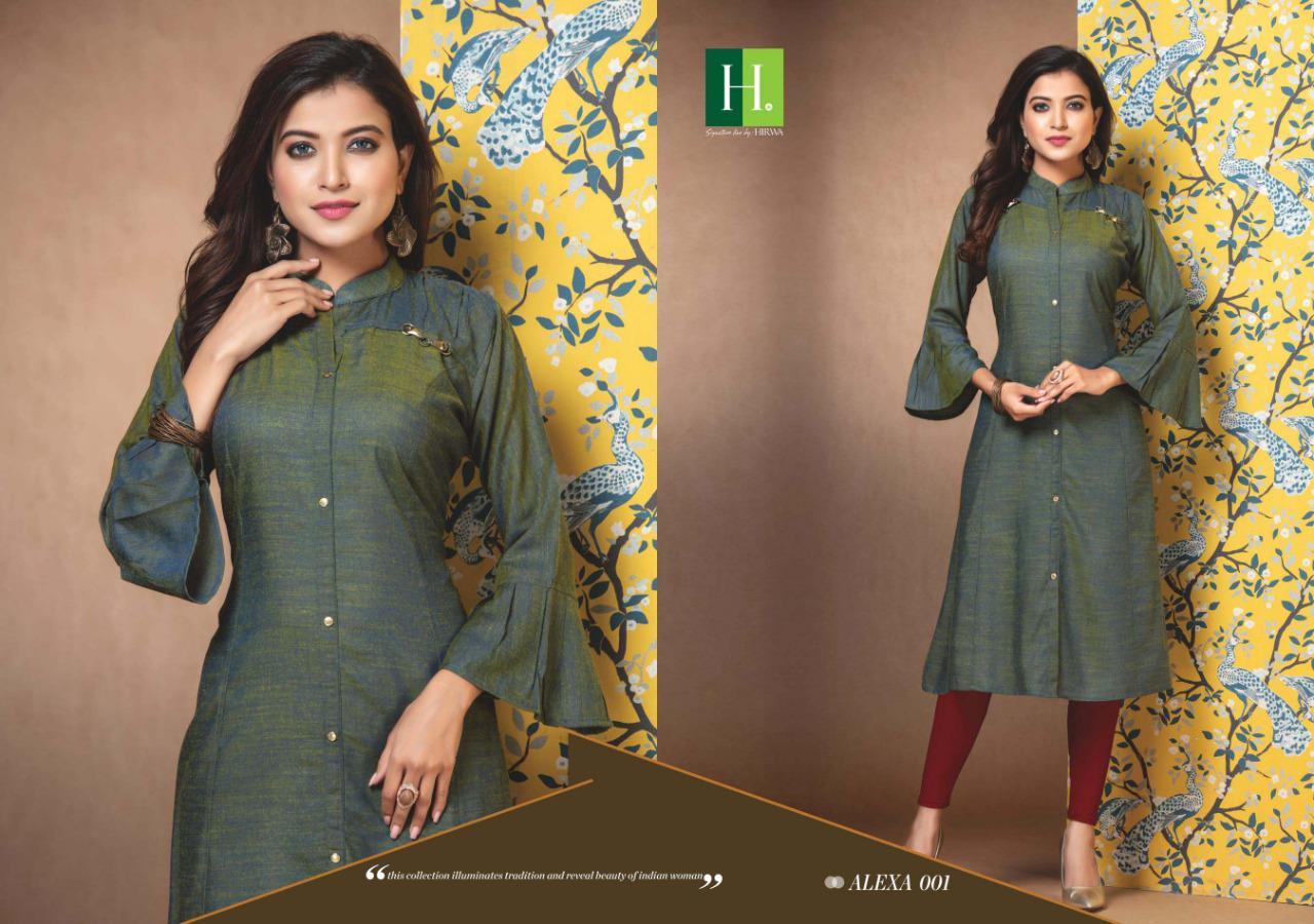 Hirwa Presents Alexa 2 Collection Of Raw Silk Front Button Slit Mandarin Collar Kurtis