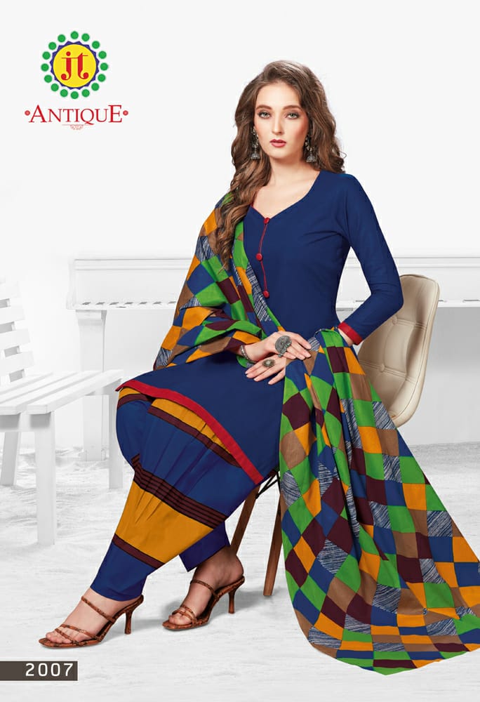 Jt Presents Antique Collection Of Pure Cotton Patiyala Printed Casual Dress Materials
