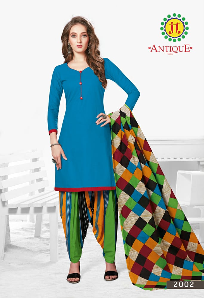 Jt Presents Antique Collection Of Pure Cotton Patiyala Printed Casual Dress Materials